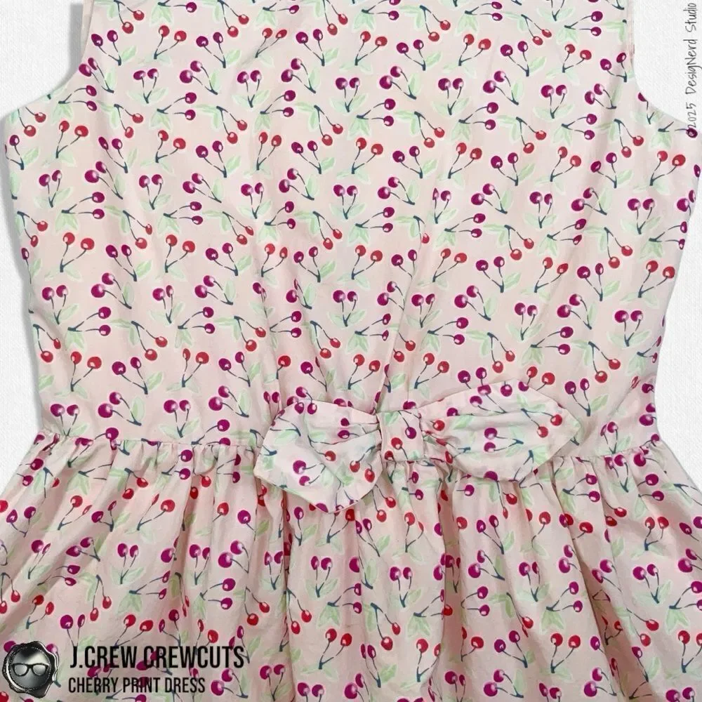 J.CREW CREWCUTS GIRLS’ CHERRY-PRINT DRESS SIZE 16 XXL IN PINK